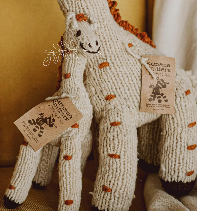 Handspun Giraffe Baby Toy handmade African product at Naskia Handmade