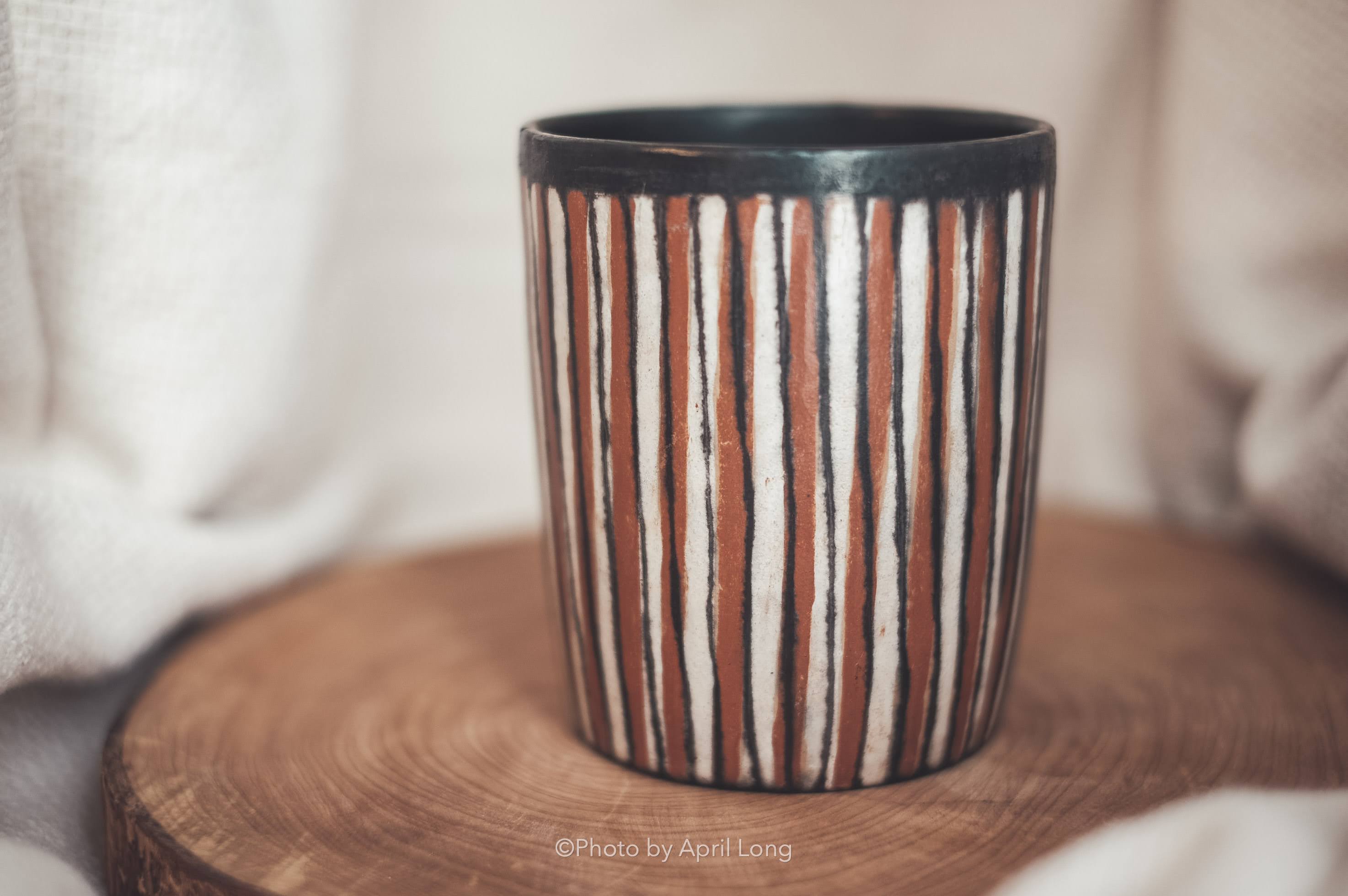 Striped Handmade Ceramic Tumbler handmade African product at Naskia Handmade