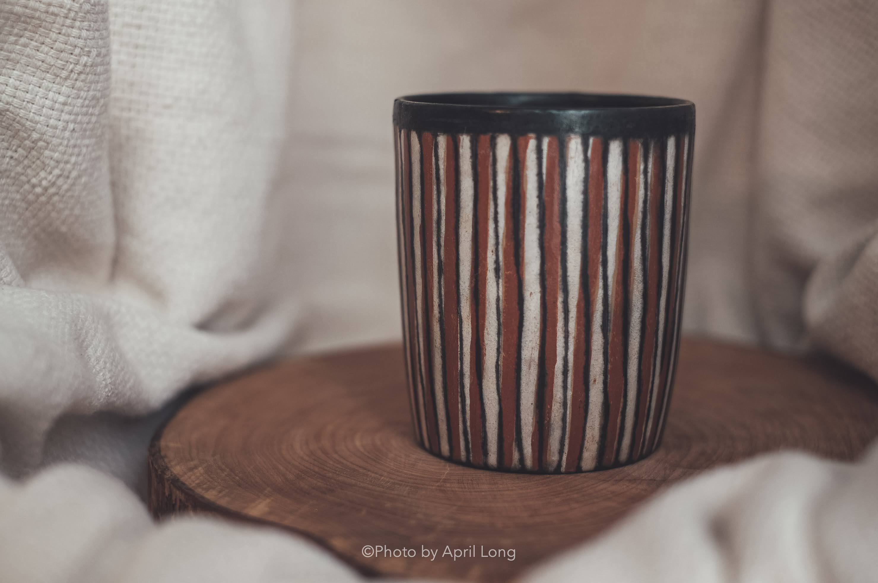 Striped Handmade Ceramic Tumbler view