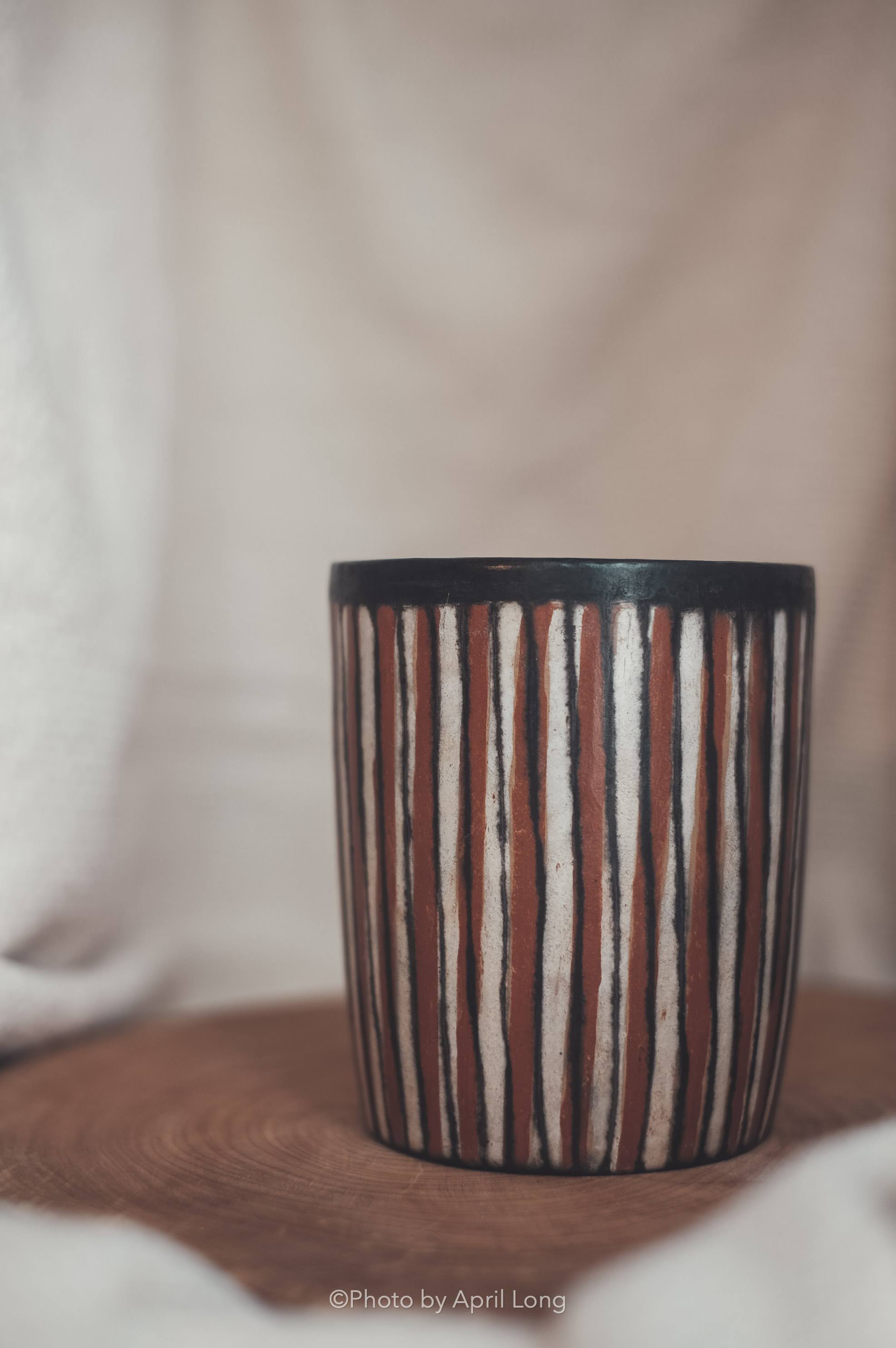 Striped Handmade Ceramic Tumbler view
